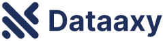 Logo of Dataaxy in dark blue