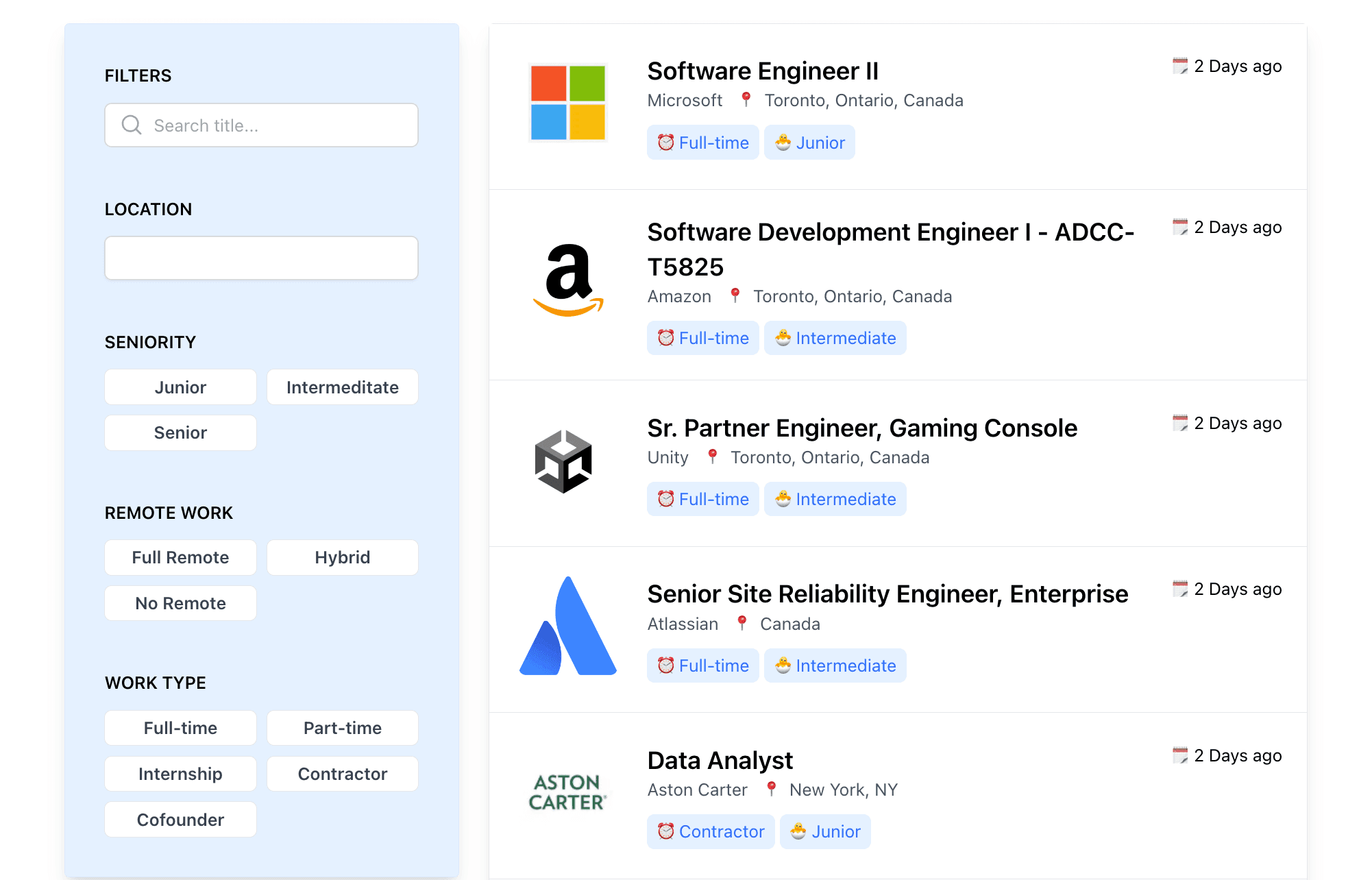 Product screenshot of Dataaxy's job board